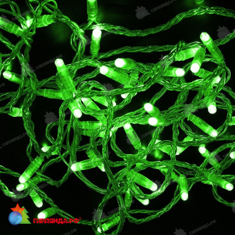 Гирлянда Нить 10 м, 94 LED, Зеленый, без мерцания, прозрачный провод (ПВХ). 17-1183