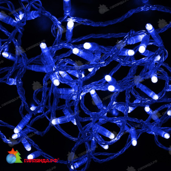 Гирлянда Нить 5+5 м, 100 LED, Синий, без мерцания, прозрачный провод (ПВХ). 17-1215