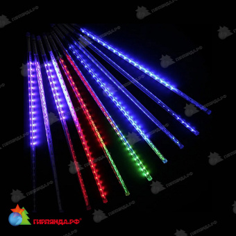 Комплект "Тающие сосульки" 10шт. 0.5м, 12V, RGB, белый провод (ПВХ). 17-1378