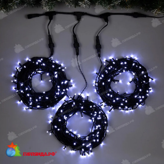 Гирлянда на деревья, спайдер, 3х20м, 60м, 600 LED, 24B, Хлодный Белый, с мерцанием, черный провод (ПВХ). 17-1402