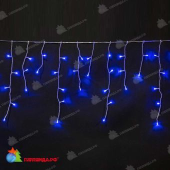 Гирлянда Бахрома на Батарейках, 3х0,5м., 100 LED, Синий, с мерцанием, прозрачный провод (силикон), 04-4218