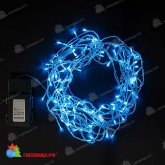 Гирлянда Бахрома на Батарейках, 3х0,5м., 100 LED, Светло-голубой, с мерцанием, прозрачный провод (силикон), 04-4220