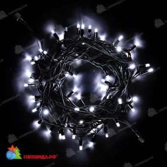 Гирлянда Нить, 10м., 75 LED, Белый, с мерцанием Холодный Белый, черный провод (каучук). 04-4291