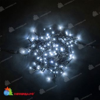 Гирлянда Нить, 10м., 100 LED, Белый, с мерцанием, черный провод (пвх). 04-4293
