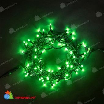 Гирлянда Нить, 10м., 75 LED, Зеленый, без мерцания, черный провод (каучук). 04-4297