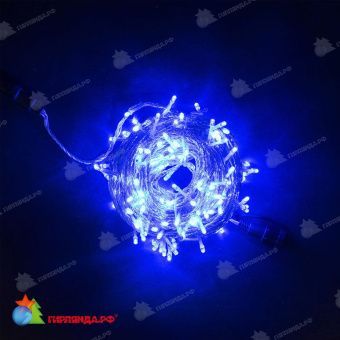 Гирлянда Нить, 20м., 200 LED, Синий, с мерцанием, прозрачный провод (силикон). 04-4326
