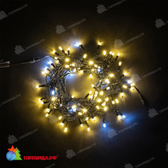 Гирлянда Нить, 10м., 100 LED, Тепло-Белый, с мерцанием, черный провод (пвх), с защитным колпачком. 04-4342