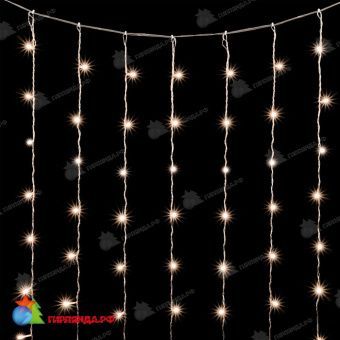 Гирлянда светодиодный занавес облегченный3x2 м., 600 LED, Тепло-Белый, с мерцанием, прозрачный провод (пвх). 04-4383