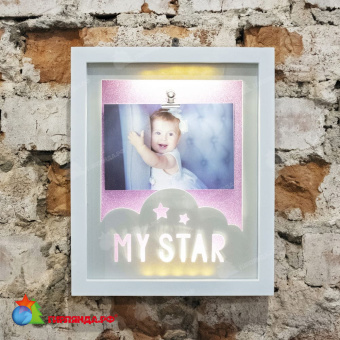 Светодиодная Фоторамка "My Star" Тепло-Белая на Батарейках. 04-5093