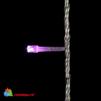 Гирлянда Нить 20 м., 200 LED, лиловый, с динамикой, прозрачный провод (силикон), 24В. 04-5171