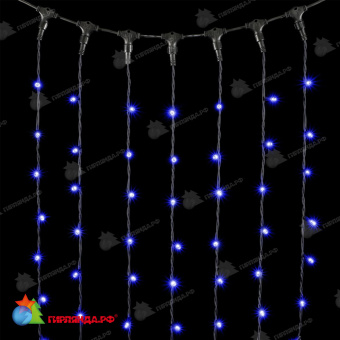 Гирлянда светодиодный занавес 2x3 м., 400 LED, Синий, без мерцания, с защитным колпачком, черный провод (каучук). 04-5189