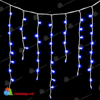 Гирлянда Бахрома, 3,2х0.9м., 168 LED, Синий, без мерцания, белый резиновый провод (Каучук), с защитным колпачком, 220В. 04-5210