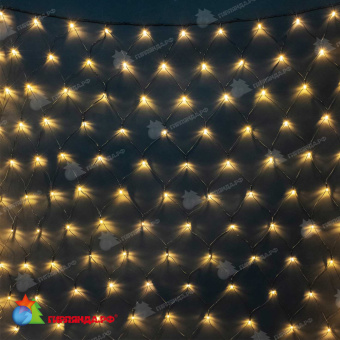 Светодиодная сетка, 2х3м., 384 LED, Желтый, черный провод (пвх). 04-5274