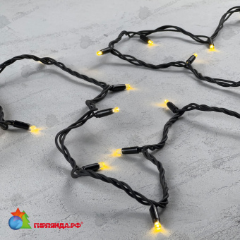 Гирлянда Нить 10м Золотой, 75 LED, провод Черный Каучук, IP65 04-5315
