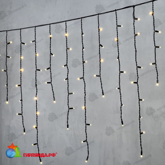 Гирлянда Бахрома 3,2 x 0,9 м Тепло-Белая 220В, 168 LED, провод Черный Каучук 2,3мм, IP65 04-5317