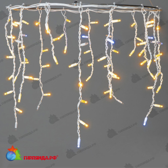 Гирлянда Бахрома 3,1 x 0,5 м Желтая с Мерцанием Белого Диода 220В, 120 LED, провод Белый Каучук, IP65 04-5320