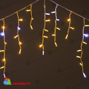 Гирлянда Бахрома 3,1 x 0,5 м Желтая с Мерцанием Белого Диода 220В, 120 LED, провод Белый Каучук, IP65 04-5320