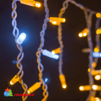 Гирлянда Бахрома 3,1 x 0,5 м Желтая с Мерцанием Белого Диода 220В, 120 LED, провод Белый Каучук, IP65 04-5320