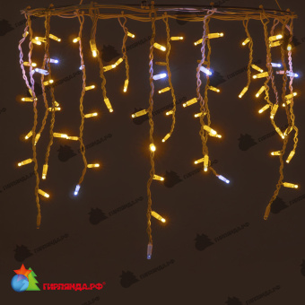 Гирлянда Бахрома 3,1 x 0,5 м Желтая с Мерцанием Белого Диода 220В, 120 LED, провод Белый Каучук, IP65 04-5320