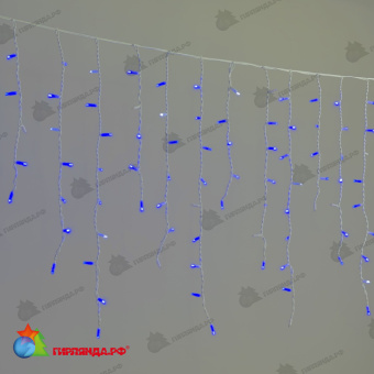 Гирлянда Бахрома 3,2 x 0,9 м Синяя с Мерцанием Белого Диода 220В, 168 LED, провод Белый К 04-5321