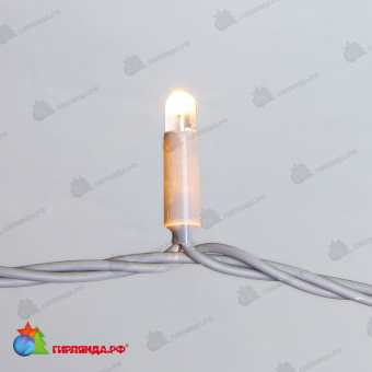 Гирлянда Нить 10м Тепло-Белая 24В, 100 LED, провод Серый Каучук 2,3мм, IP65, низковольтная. 04-5324