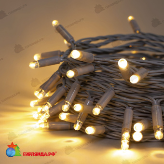 Гирлянда Нить 10м Тепло-Белая 24В, 100 LED, провод Серый Каучук 2,3мм, IP65, низковольтная. 04-5324