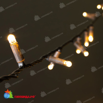 Гирлянда Нить 10м Тепло-Белая 24В, 100 LED, провод Серый Каучук 2,3мм, IP65, низковольтная. 04-5324