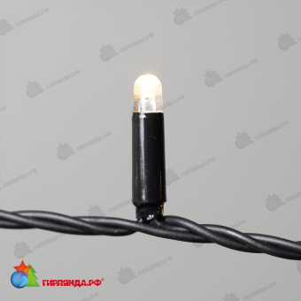 Гирлянда Нить 10м Тепло-Белая 24В, 100 LED, провод Черный Каучук 2,3мм, IP65 04-5325