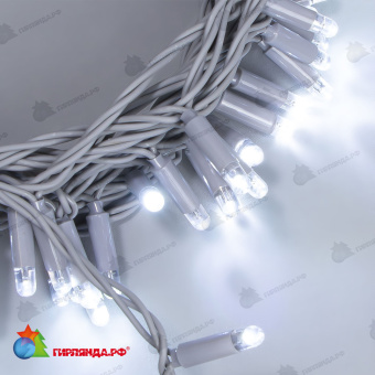 Гирлянда Нить 10м Белая 24В, 100 LED, провод Серый Каучук 2,3мм, IP65 04-5327