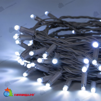 Гирлянда Нить 10м Белая 24В, 100 LED, провод Серый Каучук 2,3мм, IP65 04-5327