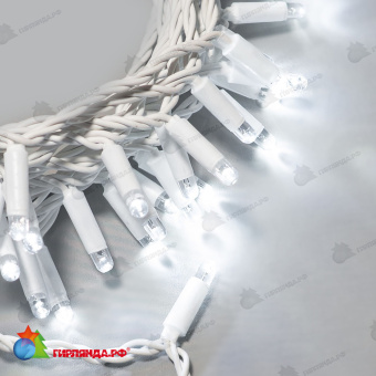 Гирлянда Нить 10м Белая 24В, 100 LED, провод Белый Каучук 2,3мм, IP65 04-5328