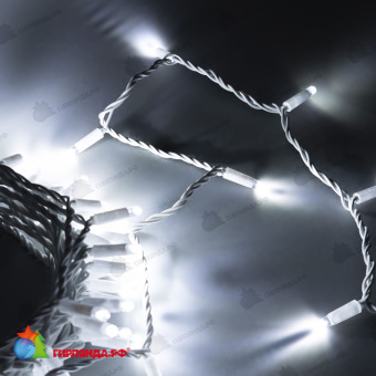 Гирлянда Нить 10м Белая 24В, 100 LED, провод Белый Каучук 2,3мм, IP65 04-5328