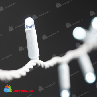 Гирлянда Нить 10м Белая 24В, 100 LED, провод Белый Каучук 2,3мм, IP65 04-5328