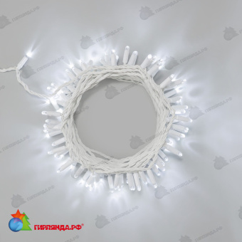 Гирлянда Нить 10м Белая 24В, 100 LED, провод Белый Каучук 2,3мм, IP65 04-5328
