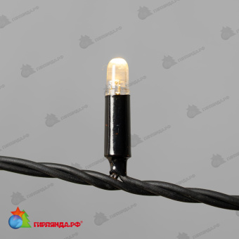 Гирлянда Нить 10м Тепло-Белая с Мерцанием Белого Диода 220В, 100 LED, провод Черный Каучук 2,3мм, IP65 04-5334