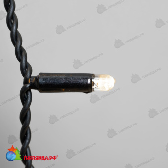 Гирлянда Занавес 2 x 3 м Тепло-Белый 220В, 600 LED, провод Черный Каучук 2,3мм, IP65 04-5335