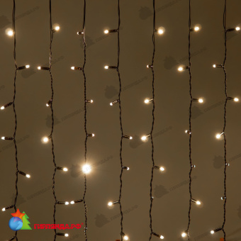 Гирлянда Занавес 2 x 3 м Тепло-Белый 220В, 600 LED, провод Черный Каучук 2,3мм, IP65 04-5335
