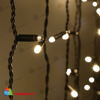 Гирлянда Занавес 2 x 3 м Тепло-Белый 220В, 600 LED, провод Черный Каучук 2,3мм, IP65 04-5335