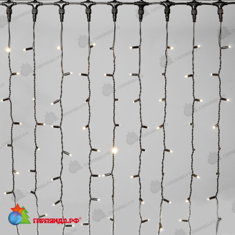 Гирлянда Занавес 2 x 3 м Тепло-Белый 220В, 600 LED, провод Черный Каучук 2,3мм, IP65 04-5335