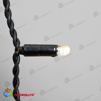Гирлянда Занавес 2 x 2 м Тепло-Белый 220В, 400 LED, провод Черный Каучук 2,3мм, IP65 04-5337