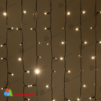 Гирлянда Занавес 2 x 2 м Тепло-Белый 220В, 400 LED, провод Черный Каучук 2,3мм, IP65 04-5337