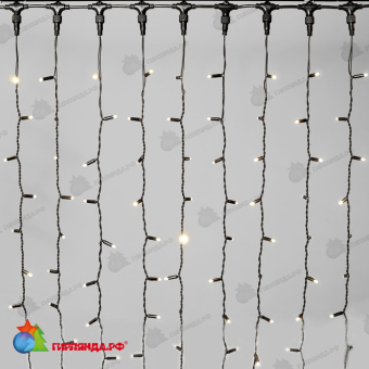 Гирлянда Занавес 2 x 2 м Тепло-Белый 220В, 400 LED, провод Черный Каучук 2,3мм, IP65 04-5337