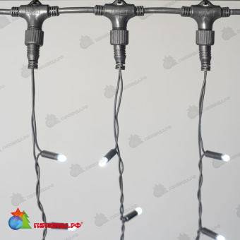 Гирлянда Занавес 2 x 2 м Белый 220В, 400 LED, провод Черный Каучук 2,3мм, IP65 04-5338