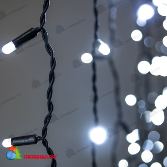 Гирлянда Занавес 2 x 2 м Белый 220В, 400 LED, провод Черный Каучук 2,3мм, IP65 04-5338