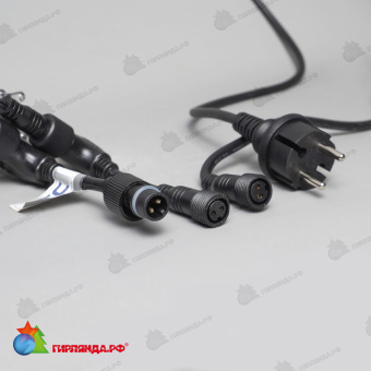 Гирлянда Занавес 2 x 2 м Белый 220В, 400 LED, провод Черный Каучук 2,3мм, IP65 04-5338