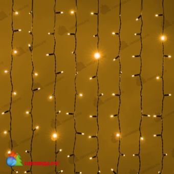 Гирлянда Занавес 2 x 2 м Желтый 220В, 400 LED, провод Черный Каучук 2,3мм, IP65 04-5340
