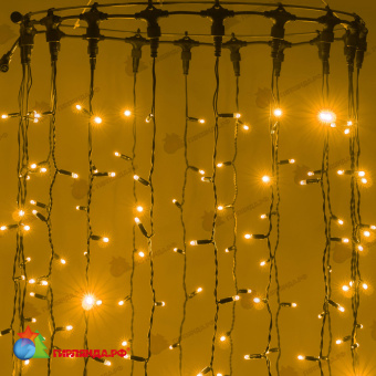 Гирлянда Занавес 2 x 2 м Желтый 220В, 400 LED, провод Черный Каучук 2,3мм, IP65 04-5340