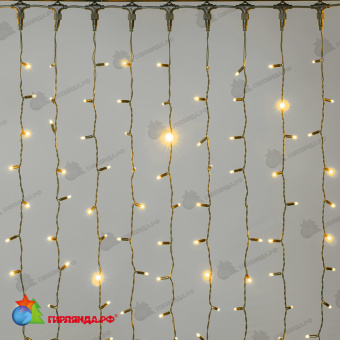 Гирлянда Занавес 2 x 2 м Желтый 220В, 400 LED, провод Черный Каучук 2,3мм, IP65 04-5340