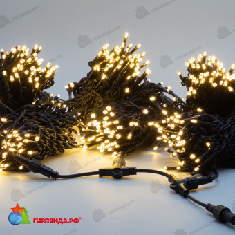 Комплект 3 Тепло-Белых Нити по 20м, 600 LED, провод Черный Каучук 2,3мм, IP54 04-5342