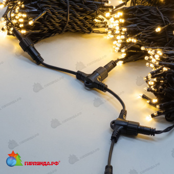 Комплект 3 Тепло-Белых Нити по 20м, 600 LED, провод Черный Каучук 2,3мм, IP54 04-5342